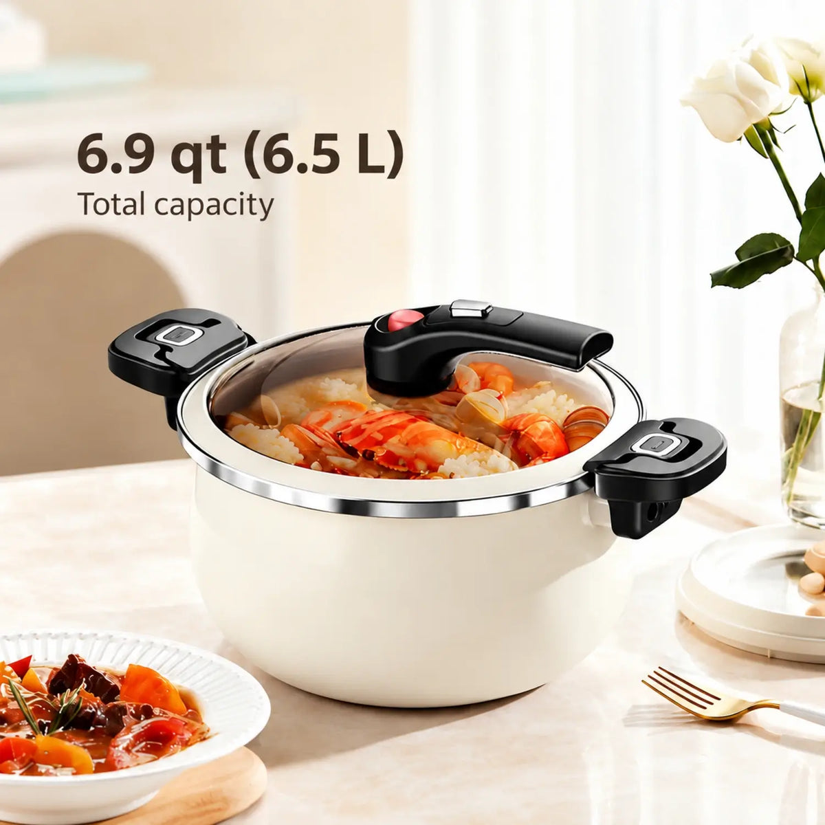 6.9 qt (6.5 L) total vessel capacity