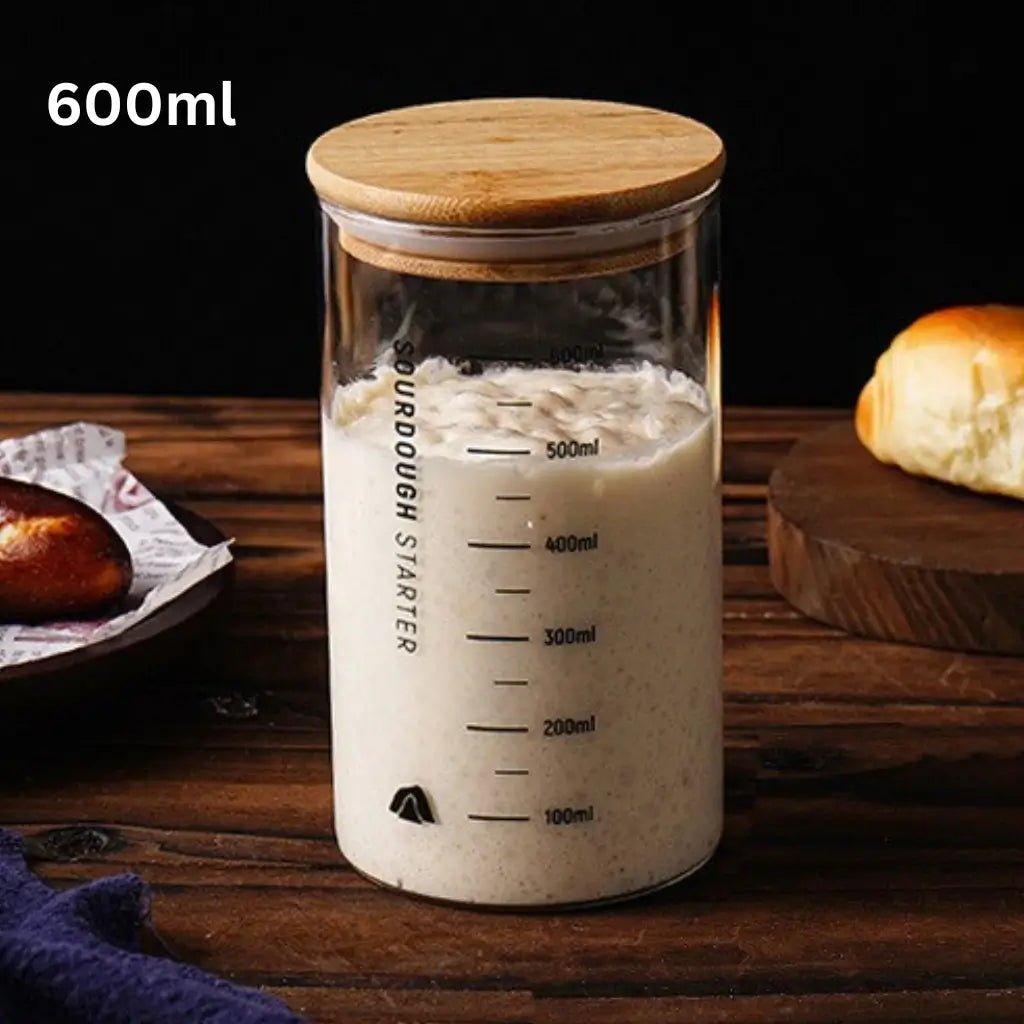 Clear Glass Sourdough Starter Jar