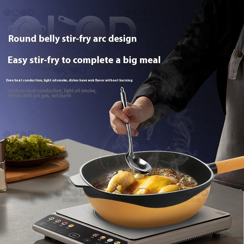 Premium Non‑Stick Rock Cast Wok with Lid & Steamer