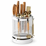 White rotating organizer; pictured utensils not included