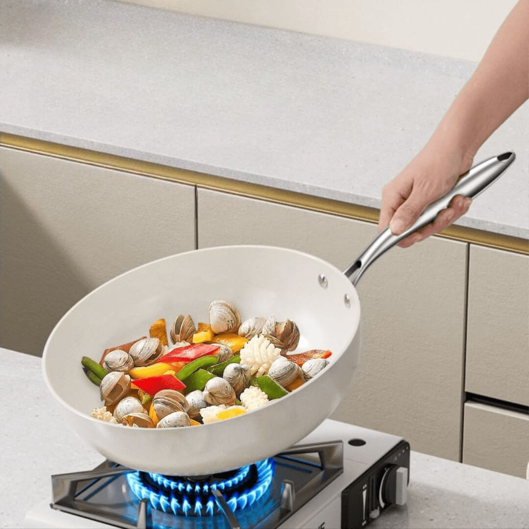 Pebble ceramic glaze non-stick pan