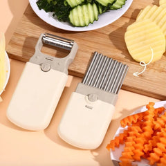 3-in-1 vegetable prep tool and separate straight peeler