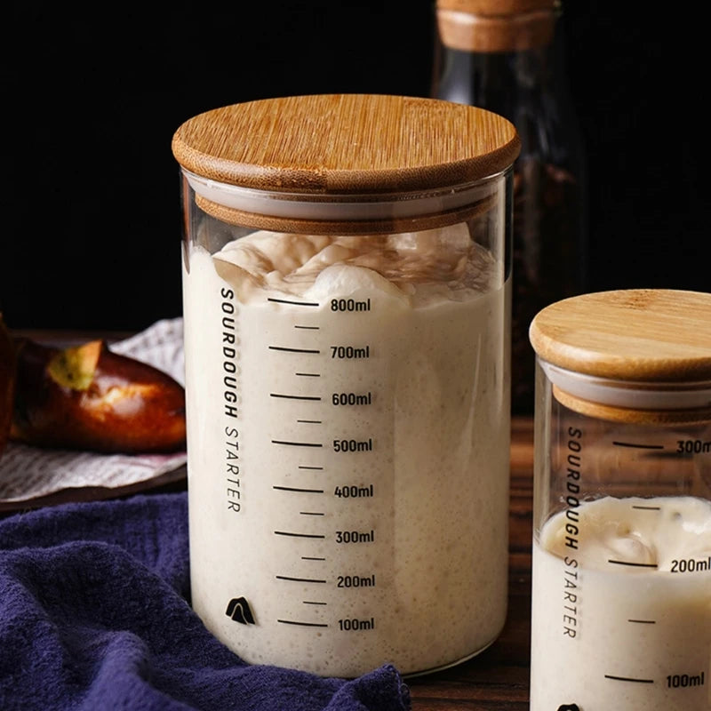 Clear Glass Sourdough Starter Jar