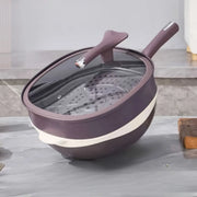 Glass lid lifted to reveal the steamer insert