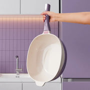 Full cream ceramic interior with the purple pan held upright