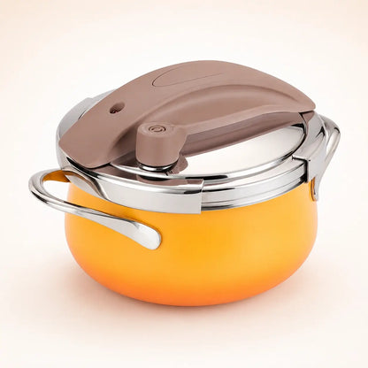 Orange adjustable stovetop pressure cooker studio view