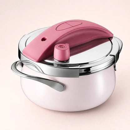 Purple adjustable stovetop pressure cooker with glass lid included