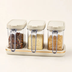 3-Jar Station + Base - Warm Ivory