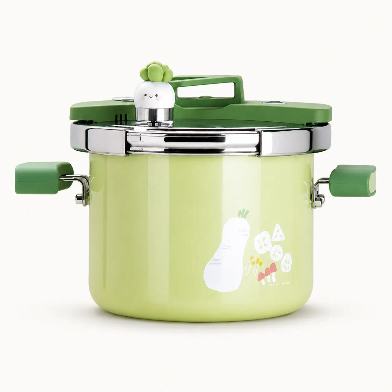 Compact Enamel Pressure Cooker 4L in pastel green