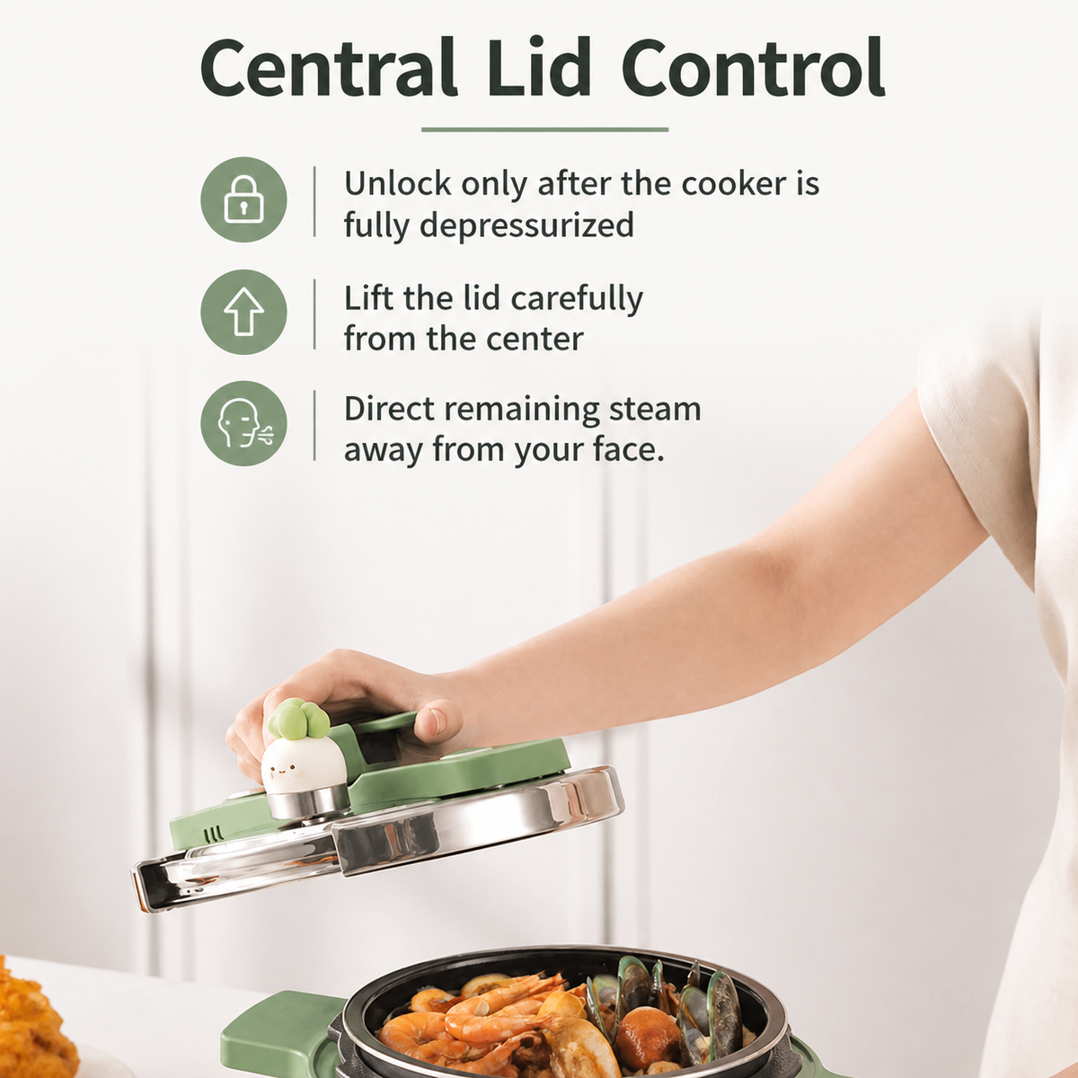 Central lid control and safe opening guidance