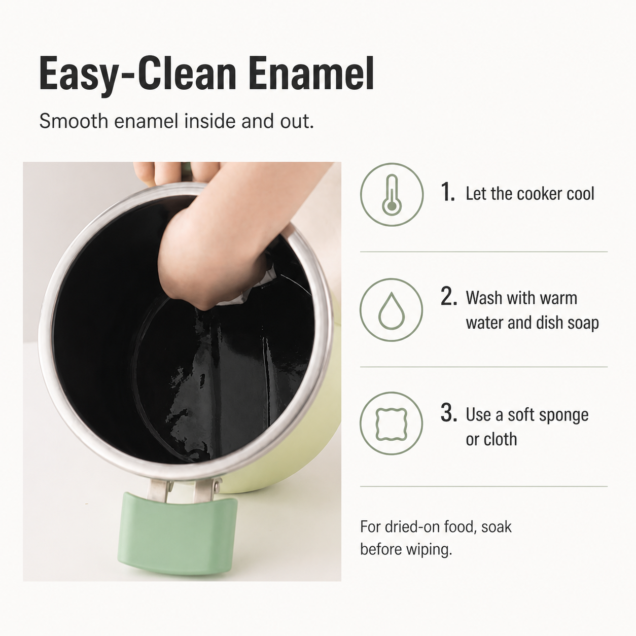 Easy-clean enamel care instructions