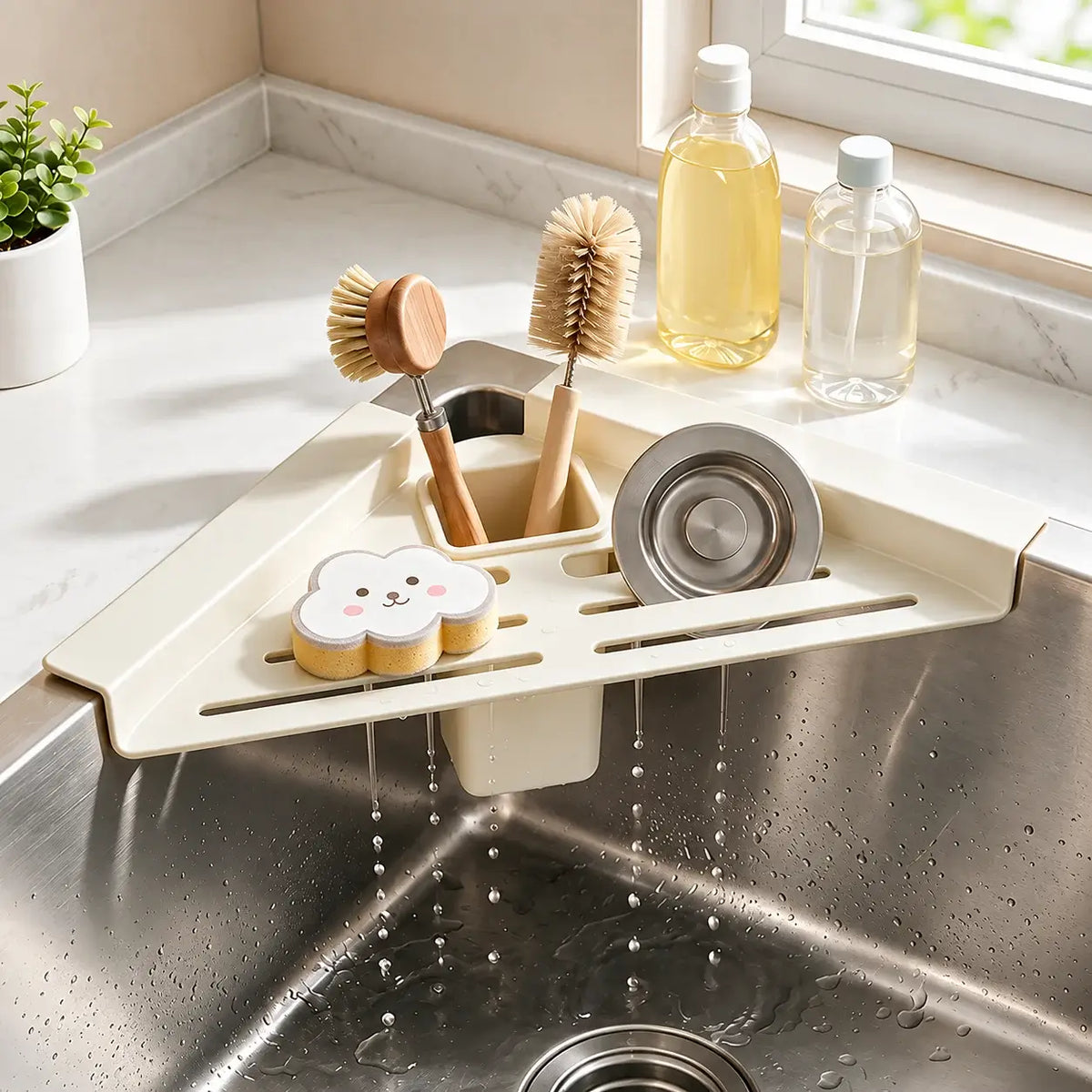 Cream White rack with removable brush cup