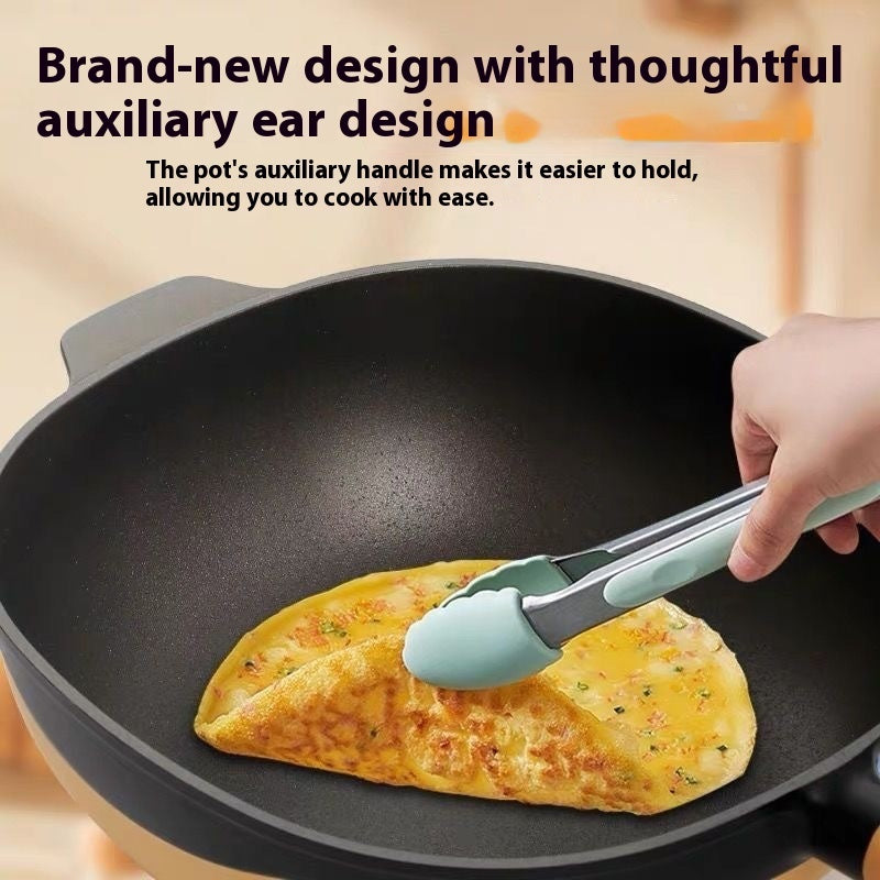 Premium Non‑Stick Rock Cast Wok with Lid & Steamer