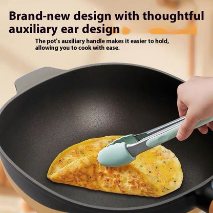 Premium Non‑Stick Rock Cast Wok with Lid & Steamer