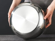 Flat induction-compatible base of the stainless steel bowl