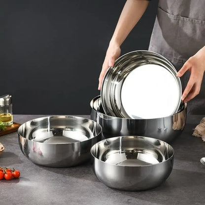Three nesting sizes of the stainless steel prep bowl