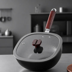 Hero — wood-look handle and fitted glass lid