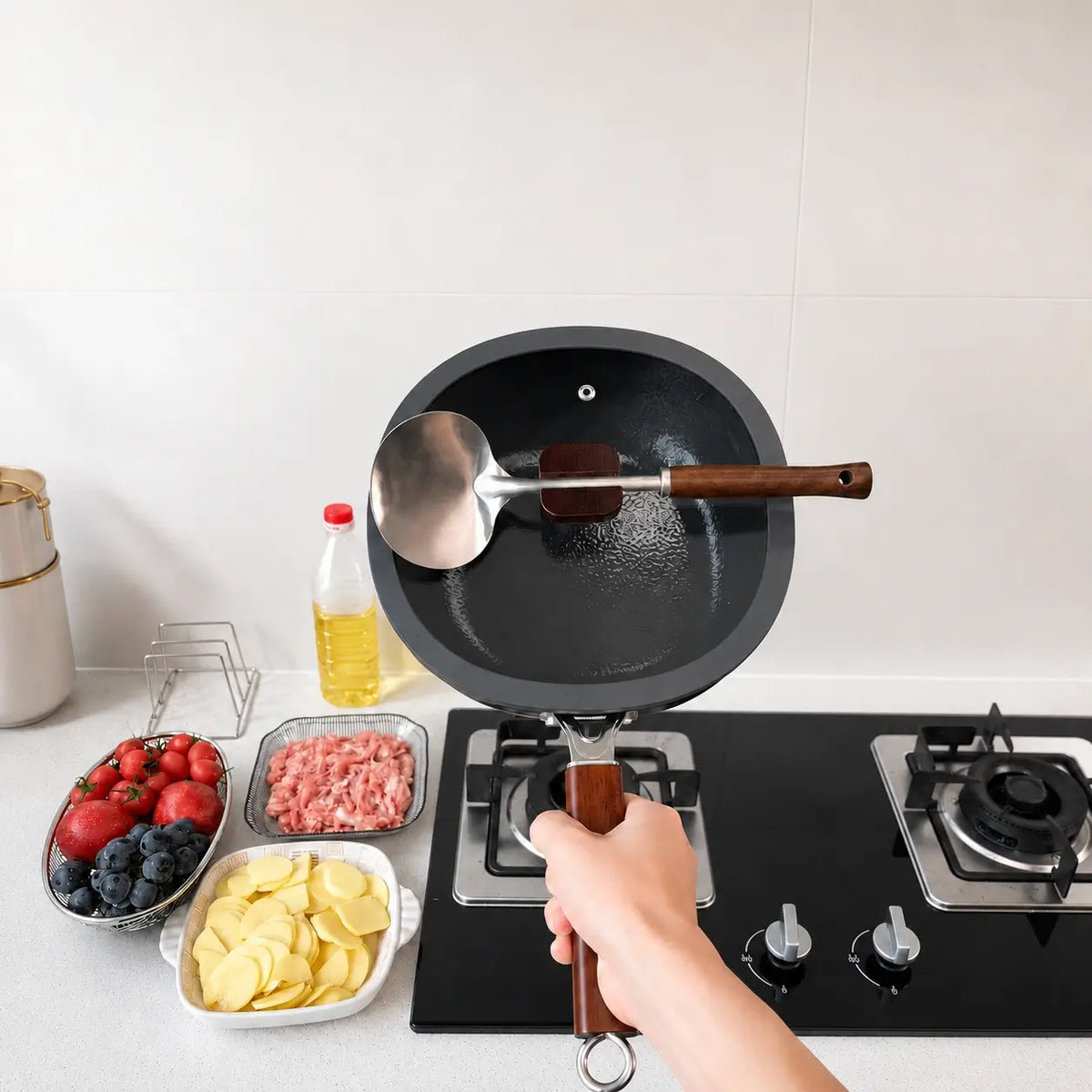 One-pan meal preparation with fresh ingredients