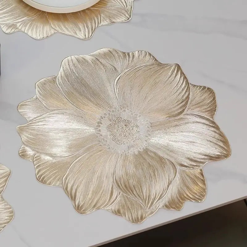 Fine sculpted petal texture on a Gold lotus flower placemat