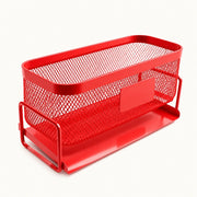 Red iron mesh basket and lower drainage tray
