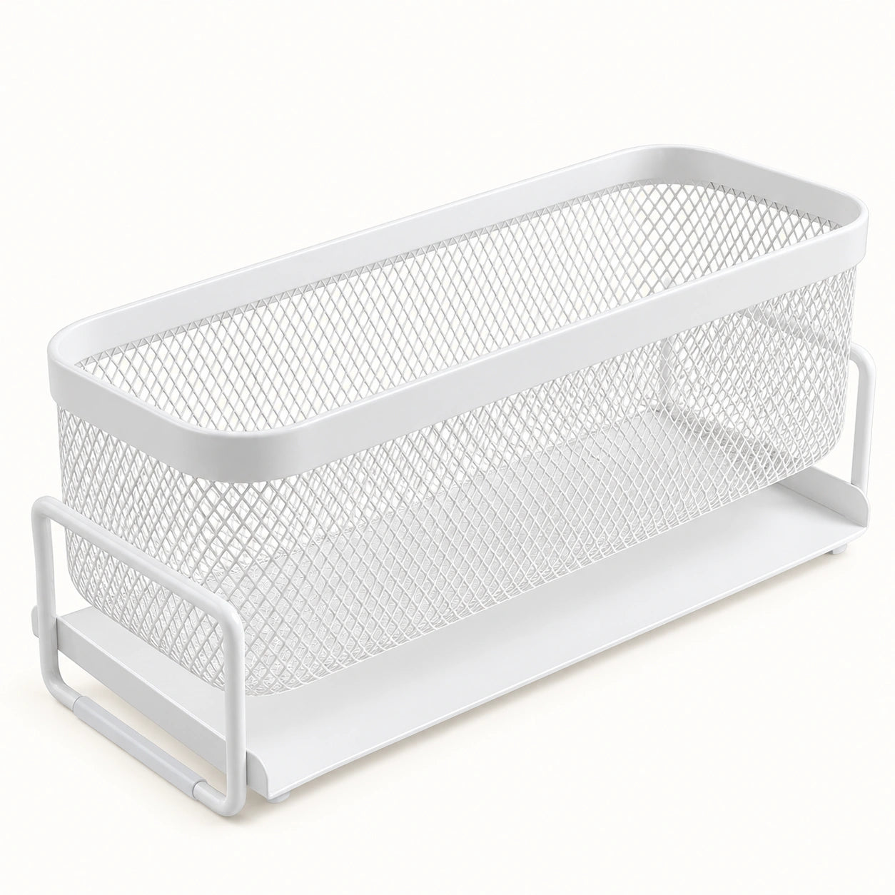 White iron mesh basket and lower drainage tray