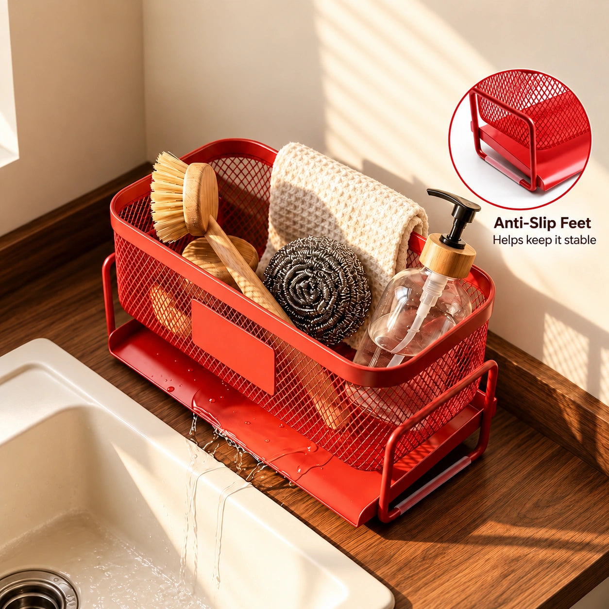 Anti-slip contact points on the organizer base