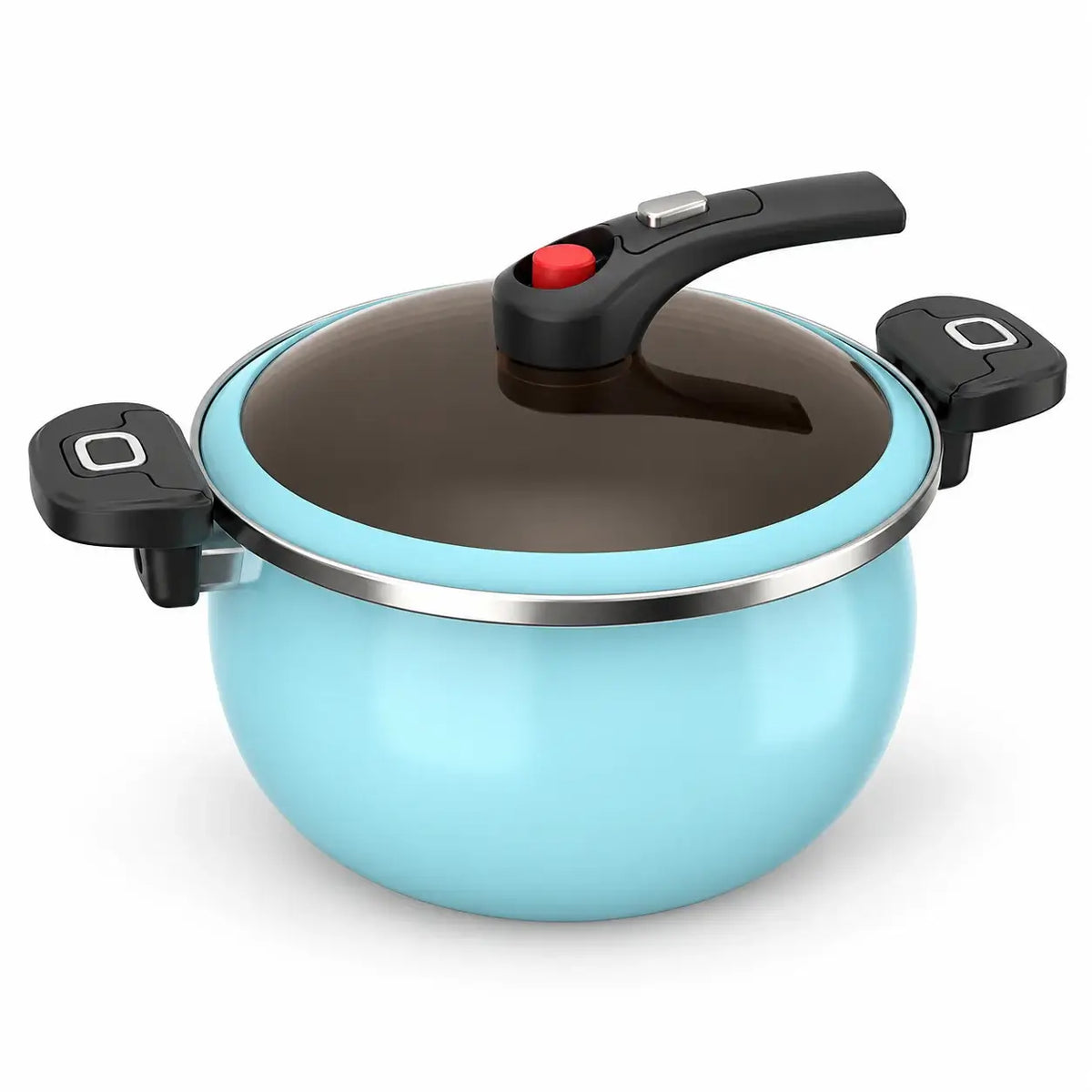 Blue Micro Pressure Soup Pot with locking glass lid