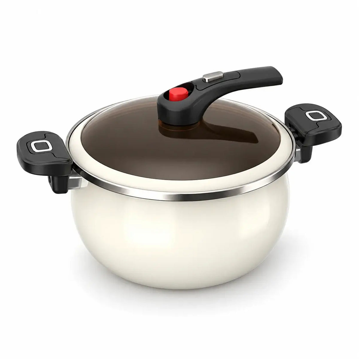 White Micro Pressure Soup Pot with locking glass lid