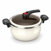 White Micro Pressure Soup Pot with locking glass lid