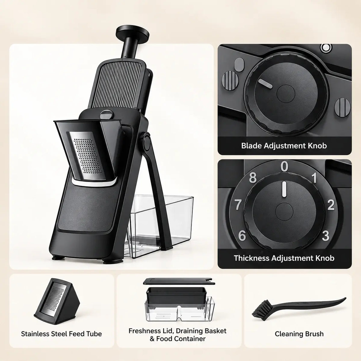 Black Knight slicer and its included premium accessories