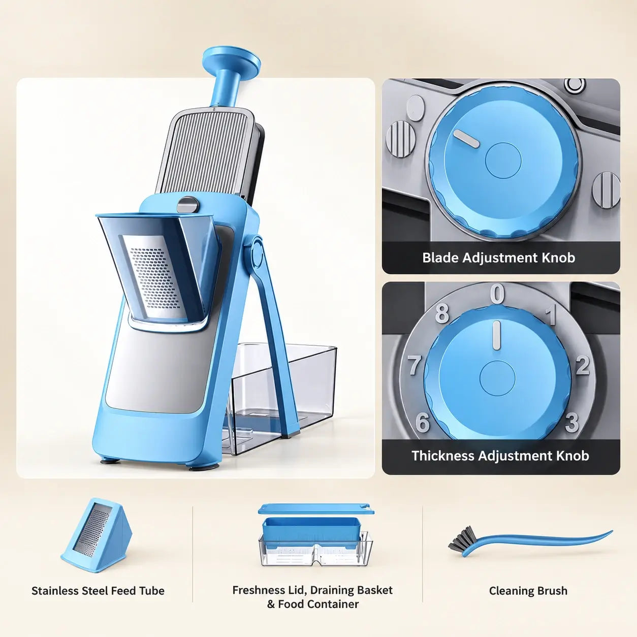 Blue-Gray slicer and its included premium accessories