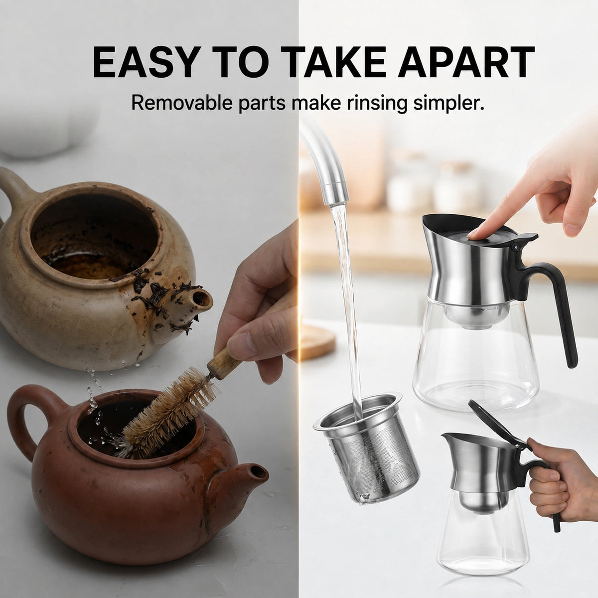PressBrew lid filter brewer and carafe separated for cleaning
