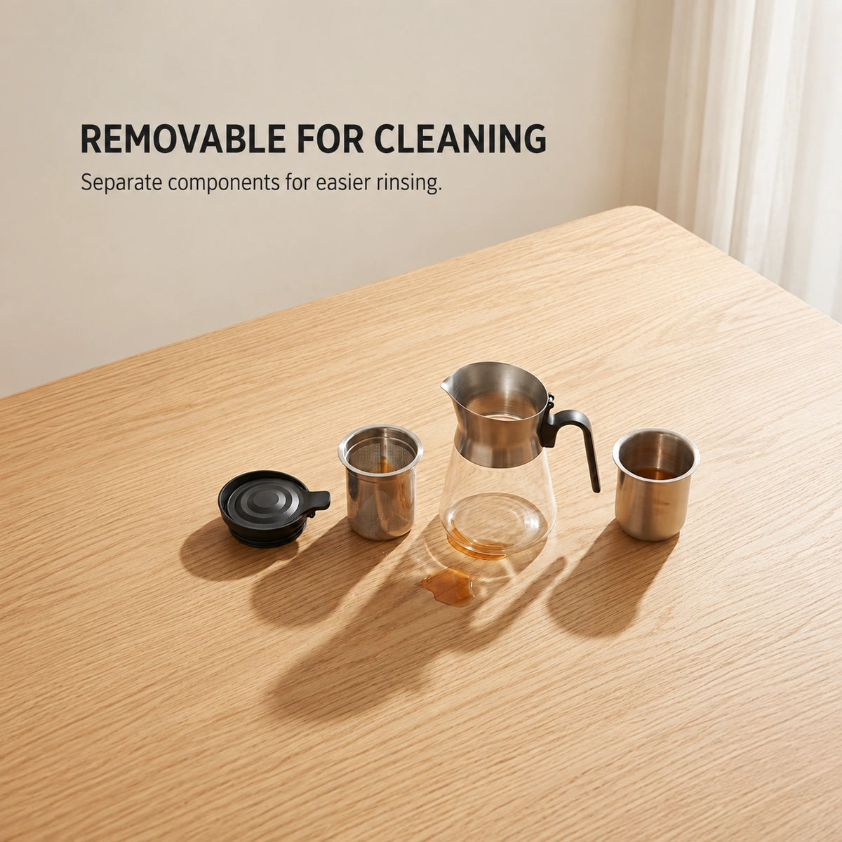 PressBrew glass carafe upper brewer stainless steel filter and press-button lid