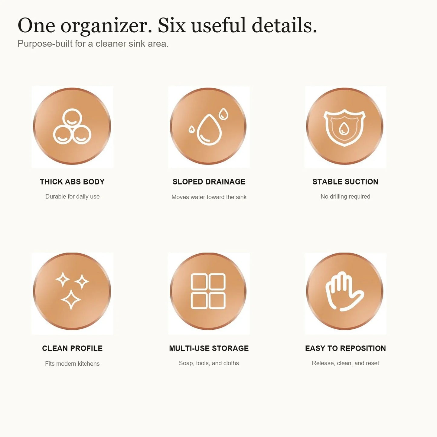 Six key features of the self-draining sink organizer