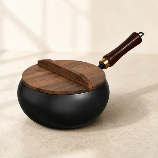 Taylor Brio Traditional Iron Wok with wooden lid