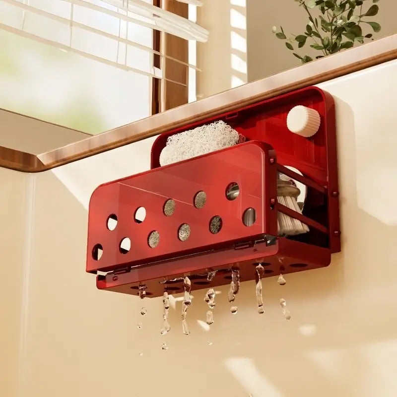 FoldAway Sink Caddy drainage openings over the sink