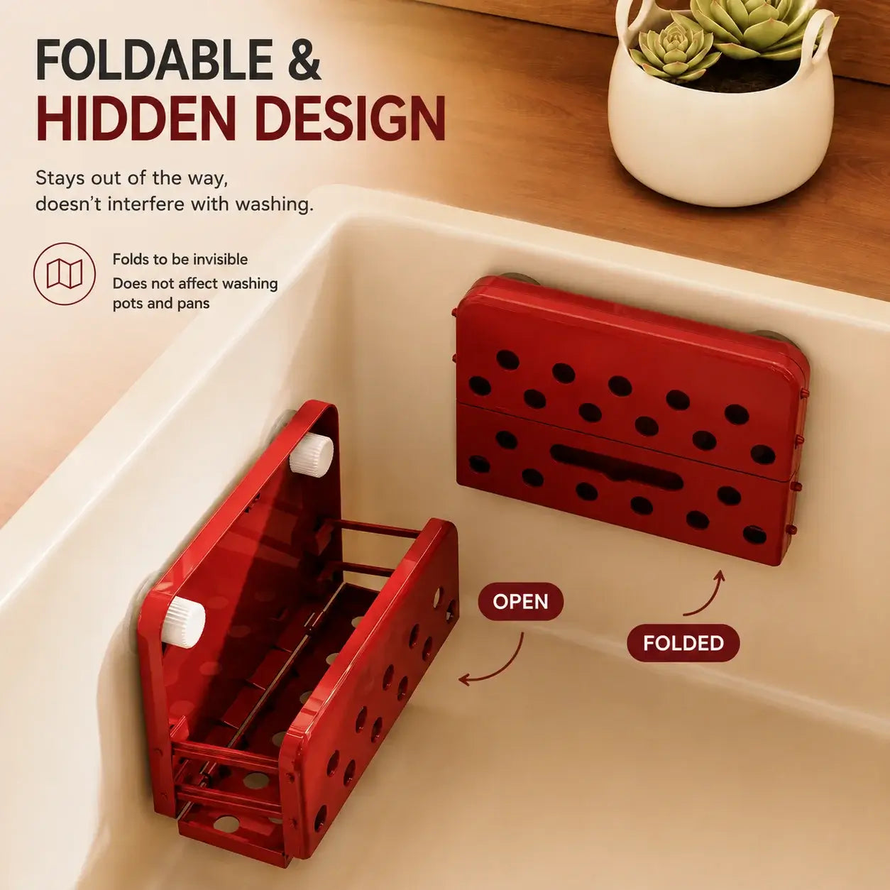Sink caddy shown open and folded flat