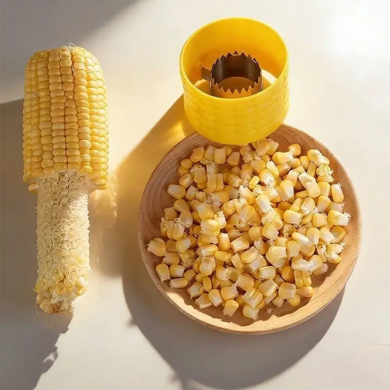 Stripped corn cob and kernels ready for cooking